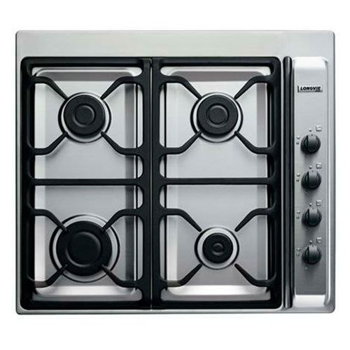 ANAFE LONGVIE A GAS 4 HORNALLAS ACERO INOX. A6600XF