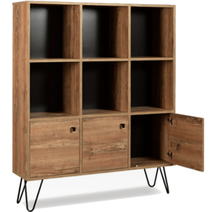 BIBLIOTCA INDUSTRIAL DE 3 CUERPOS TONO NEGRO Y ATAKAMA LE111