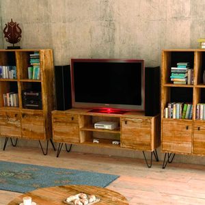 MESA TV DIELFE 1.40mts LINEA INDUSTRIAL TONO NEGRO Y ATAKAMA RE141/TV