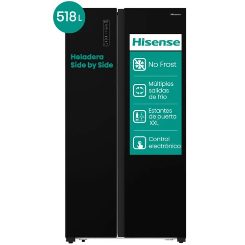 HELADERA SIDE BY SIDE HISENSE NO FROST 518L BLACK RC67WSG