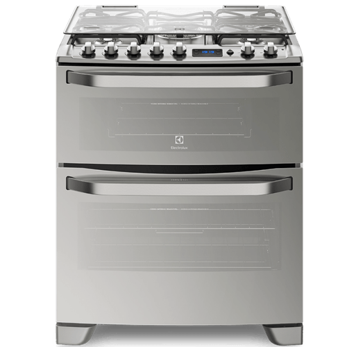 COCINA ELECTROLUX 76CM DOBLE HORNO ACERO INOX. FULL GLASS 76DXR