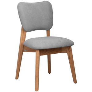 SILLA DE MADERA FRIDA LUSTRE ROBLE TELA GRIS CLARO
