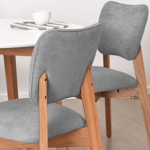 SILLA DE MADERA FRIDA LUSTRE ROBLE TELA GRIS CLARO