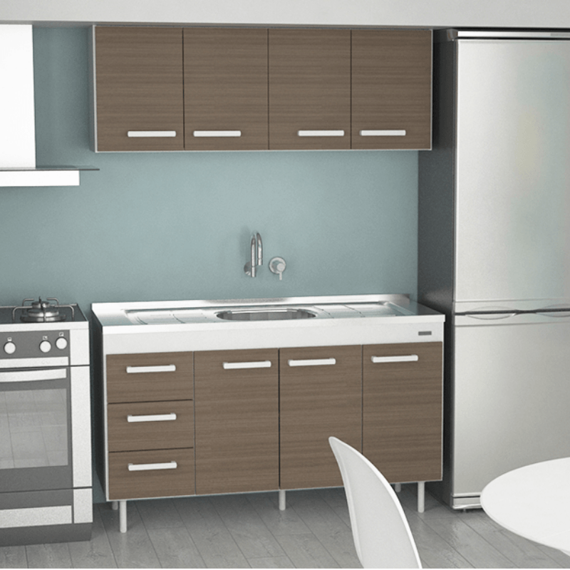 Bajo Mesada Sin Bacha Mueble Cocina Mosconi Express 1.40 Mts Blanco frente  Carvalho Mezzo