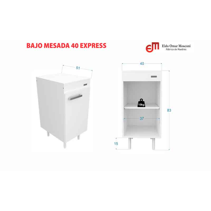 Bajo Mesada Sin Bacha Mueble Cocina Mosconi Express 1.20 Mts