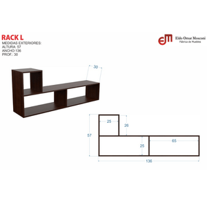 RACK MODULO L E-MOSCONI COMBINABLE TONO CARV. MEZZO 81059