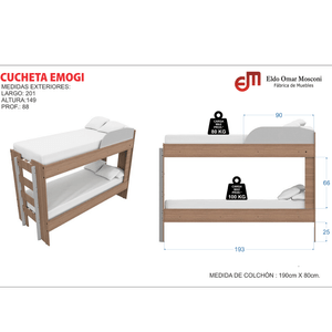 CUCHETA E-MOSCONI EMOGI JUVENIL INFANTIL TONO CARVALHO MEZZO 56758