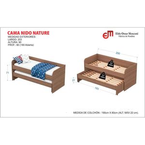 CAMA E-MOSCONI NIDO NATURE 1 PLAZA TONO TABACO 81045
