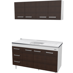 COMBO DE COCINA E-MOSCONI 1.40mts SIN BACHA TONO CHOCOLATE 10145
