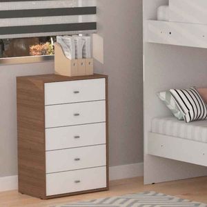 CHIFONIER E-MOSCONI 5 CAJONES 60cm TONO CARVALHO MEZZO / BLANCO 56810