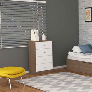CHIFONIER E-MOSCONI 4 CAJONES 55cm TONO CARVALHO MEZZO / BLANCO 56867