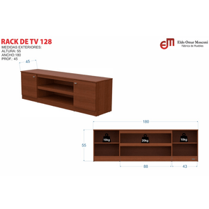 RACK TV VAJILLERO E-MOSCONI TONO TABACO 56366-128