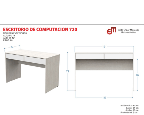 ESCRITORIO E-MOSCONI D/COMPUTACION 720 TONO WENGUE 80986