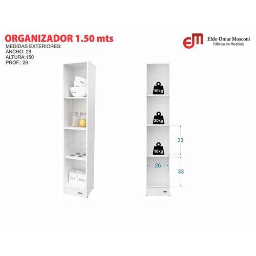 ORGANIZADOR MOSCONI C-ESTANTES 1,50m TONO BLANCO 10158