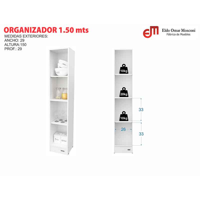 ORGANIZADOR-MOSCONI-10158-150-MTS.-COLUMNA-CON-ESTANTES-BLANCO