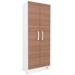 Escobero Mueble Organizador de Limpieza 1.80 MTS. 2 Puertas Blanco frente  Chocolate