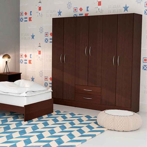 PLACARD E-MOSCONI 6 PUERTAS CHOCOLATE 169x181x46cm 55980