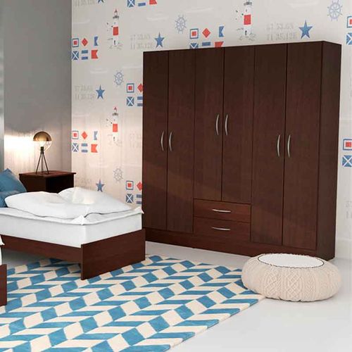PLACARD E-MOSCONI 6 PUERTAS TONO CHOCOLATE 181x169x46cm 56341