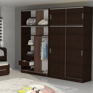 PLACARD E-MOSCONI PUERTAS CORREDIZA TONO WENGUE 136x242x54cm 56428