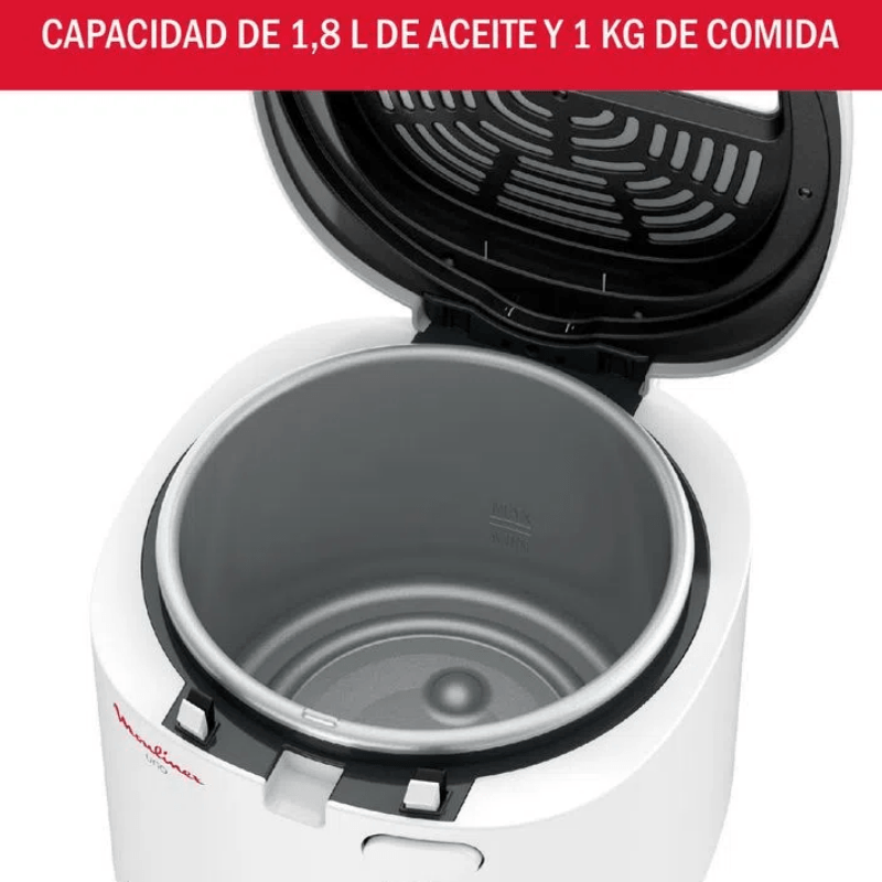 Nuestra freidora UNO M Blanca puede freír hasta 1kg de comida. Este aliado  cuenta con un regulador de temperatura que garantiza que cada receta  salga, By Moulinex Argentina