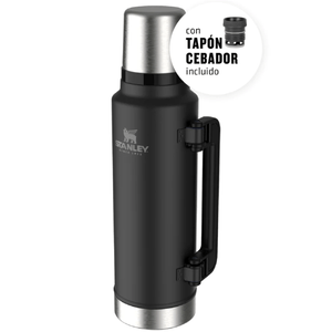 TERMO STANLEY 1.4L ASA PLEGABLE CON TAPON CEBADOR NEGRO