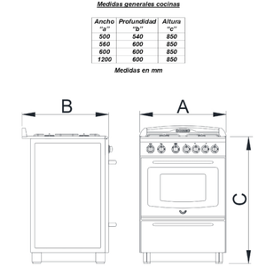 COCINA DOMEC 56cm BLANCA MULTIGAS CBUPV