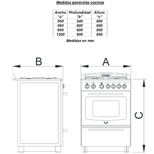 COCINA DOMEC 56CM BLANCA 61946CBUPV