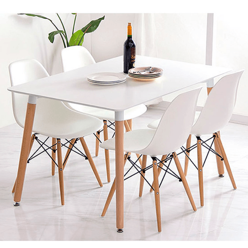 Juego De Comedor Mesa 120cm + 4 Sillas Eames