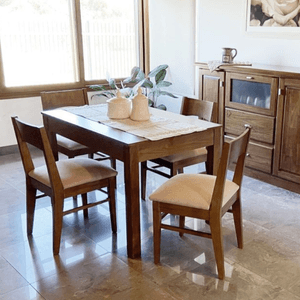 JUEGO DE COMEDOR MADERA MOBILIA GIOVA TONO CASTAÑO