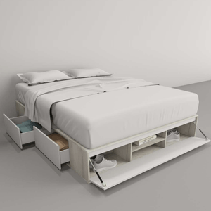 CAMA-BOX SOMMIER TABLES 1.60m CON CAJONES TONO NEVADO/EVEREST 6443-NCE