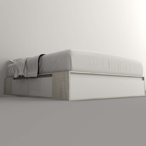 CAMA-BOX SOMMIER TABLES 1.60m CON CAJONES TONO NEVADO/EVEREST 6443-NCE