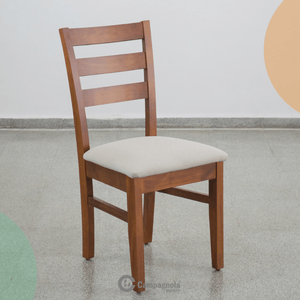 SILLA CAMPAGNOLA ALPA MADERA TONO CEDRO TAPIZADO TIZA