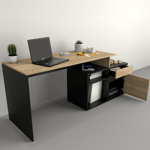 ESCRITORIO E-TABLES TONO OLMO F.-NEGRO 3048-CON
