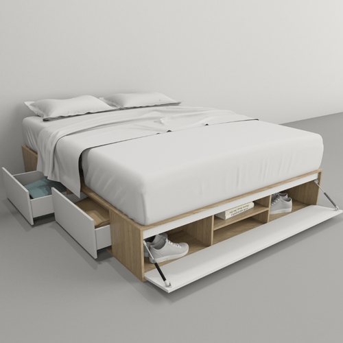 CAMA BOX-SOMMIER TABLES 1.60m CON CAJONES TONO OLMO FIN./EVEREST 6443 COE