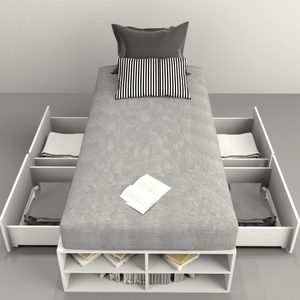 CAMA-BOX SOMMIER TABLES 1Plz CON CAJONES TONO EVEREST/BLANCO 6440