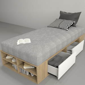 CAMA-BOX SOMMIER TABLES CON CAJONES 1Plz LINEA JUVENIL OLMO FIN./EVEREST 6440COE