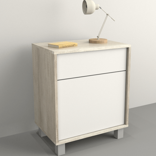 MESA E-TABLES D/LUZ 1CAJON 1PUERTA TONO NEVADO/EVEREST 6426-NCE