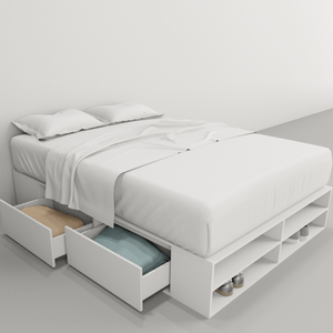 CAMA-BOX SOMMIER TABLES 1.40m CON CAJONES Y ESTANTES TONO EVEREST 6442-EV