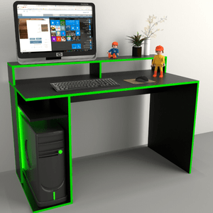 ESCRITORIO GAMER TABLES CON FILO VERDE 3047