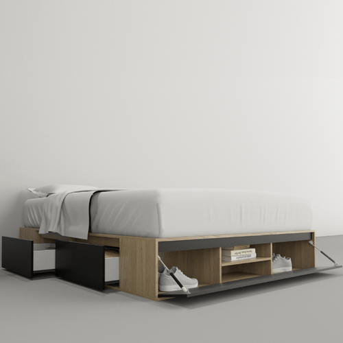 CAMA-BOX E-TABLES SOMMIER 1.60mts TONO OLMO F.-NEGRO 6443-CON