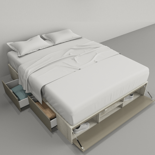 CAMA-BOX E-TABLES SOMMIER 1.60mts TONO NEVADO-GRIS 6443-NCG