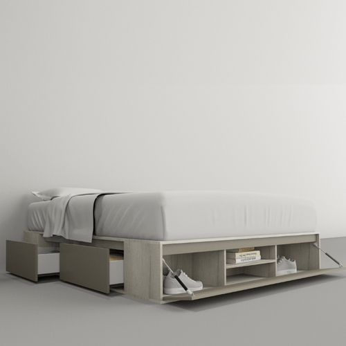 CAMA-BOX E-TABLES SOMMIER 1.60mts TONO NEVADO-GRIS 6443-NCG