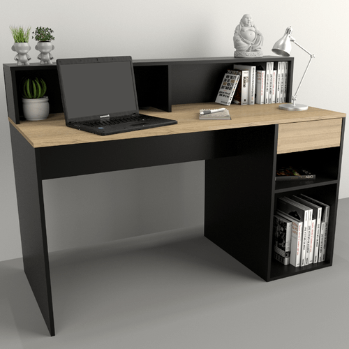 ESCRITORIO E-TABLES CON REPIDA TONO OLMO F.-NEGRO 3049-CON