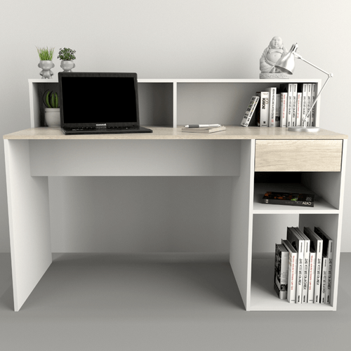 ESCRITORIO E-TABLES CON REPISA TONO NEVADO-EVEREST 3049-NCE