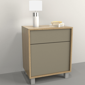 MESA E-TABLES D/LUZ 1CAJON 1PUERTA OLMO F./GRIS C. 6426-COG