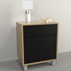 MESA E-TABLES D/LUZ 1CAJON 1PUERTA OLMO F./NEGRO 6426-CON