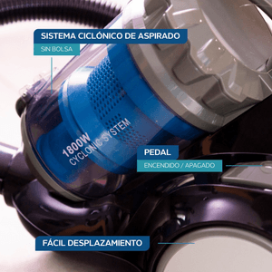 ASPIRADORA PHILCO 1800w SIN BOLSA 91PHASC1933PI