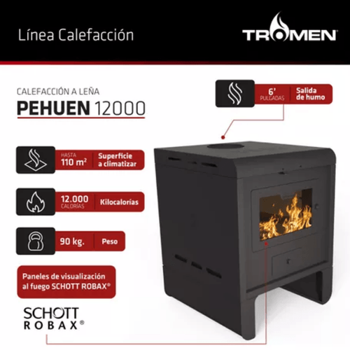 CALEFACTOR A LEÑA TROMEN 12.000Kcal PEHUEN