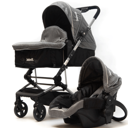 COCHECITO BEBESIT CON PORTA BEBE 3en1 GRIS OSCURO 1365TS-C