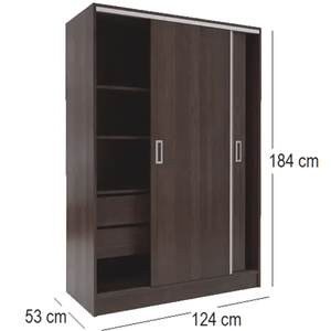 PLACARD PUERTAS CORREDIZAS TONO WENGUE 124x184x53cm 3170